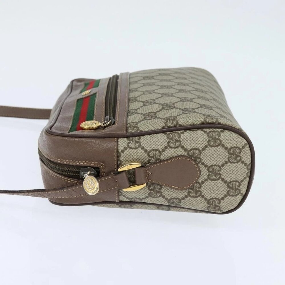 GUCCI GG Supreme Web Sherry Line Shoulder Bag PVC Beige 001 44 6472 Auth 150085 - Picture 3 of 15